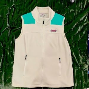 White and turquoise Vineyard Vines vest